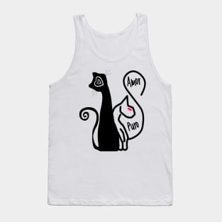 Pure feline love. Adorable black and white cat couple. True love for kittens. Tank Top